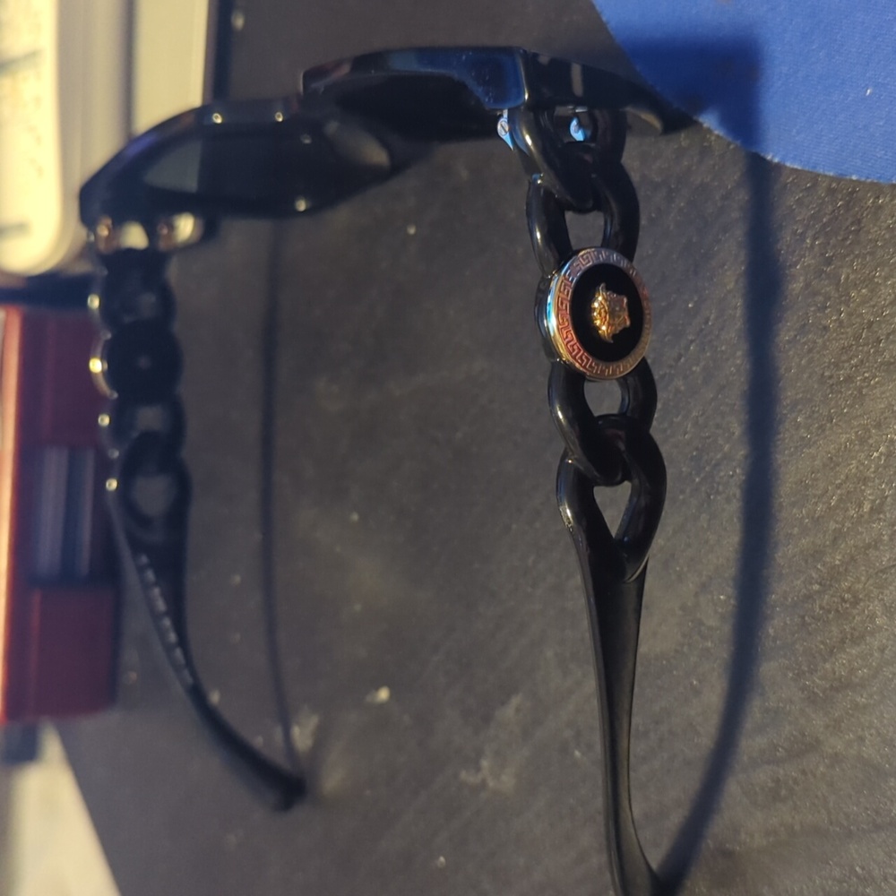 Versace Black Sunglasses with Gold Accent - Picture 7 of 9